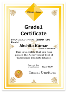 Ultimate shapes grade 1 certificate